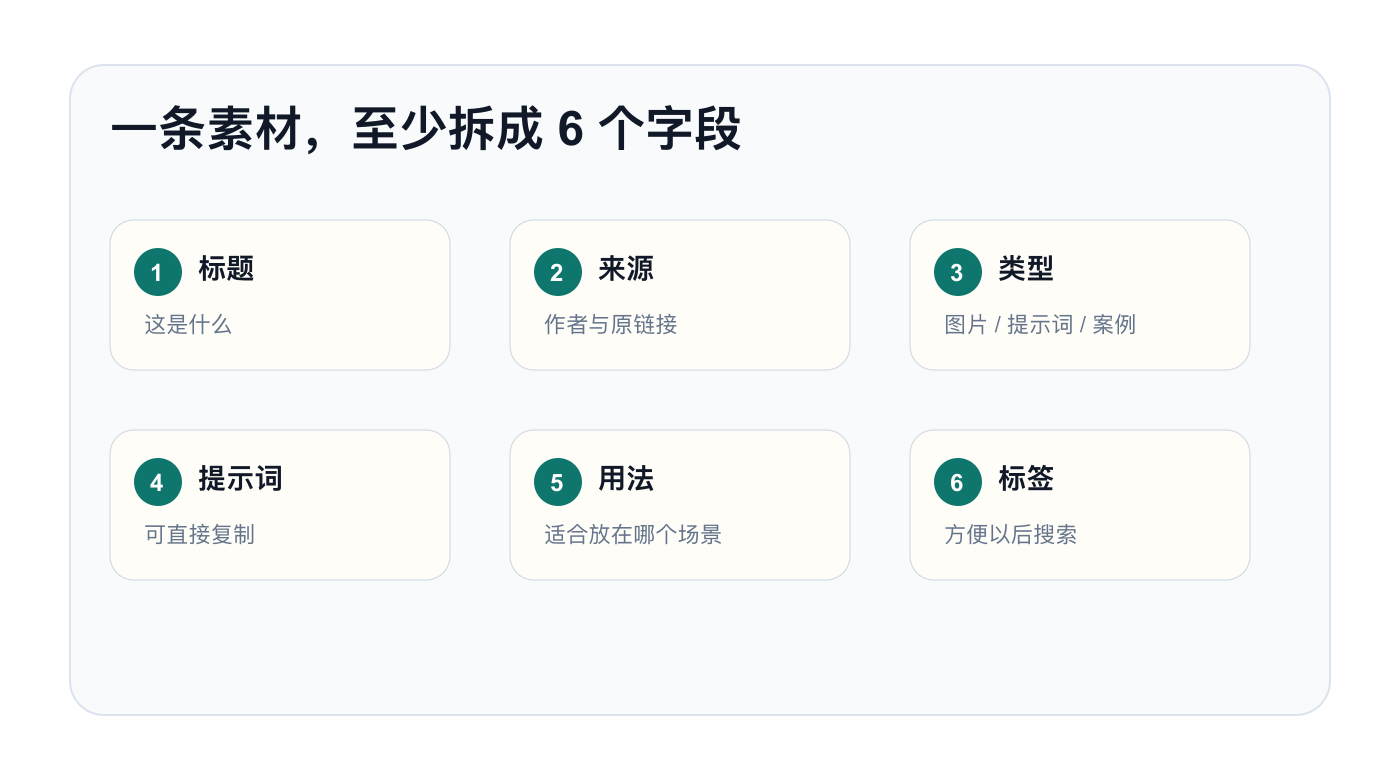 素材卡片字段